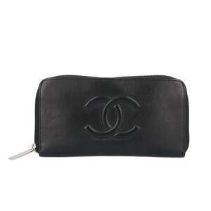 CHANEL Black Leather Logo Wallet